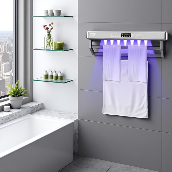 UV Towel Dryer and Sanitizer, Bath or Kitchen, Wall Mounted, 60 cm, 450W, ElectricSun PREMIUM Gray
