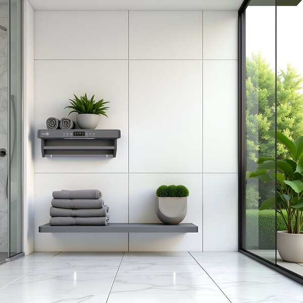 UV Towel Dryer and Sanitizer, Bath or Kitchen, Wall Mounted, 60 cm, 450W, ElectricSun PREMIUM Gray