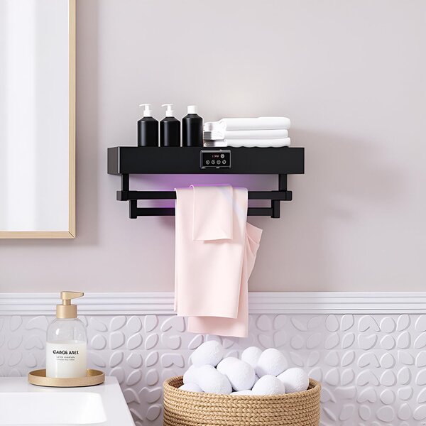 UV Towel Dryer and Sanitizer, Bath or Kitchen, Wall Mounted, 60 cm, 450W, ElectricSun Standard Black