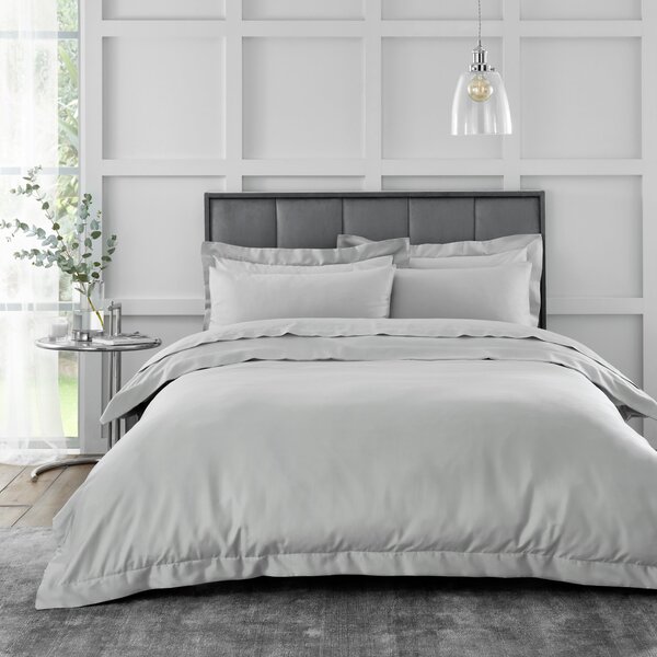 Hotel Cotton 230 Thread Count Sateen Silver Duvet Cover grey