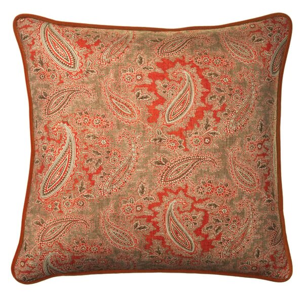 Gazebo Chocolate, Sustainable Feather, Cushion, 55cm x 55cm - Andrew Martin Eco-conscious & Linen & Linen Blend Paisley