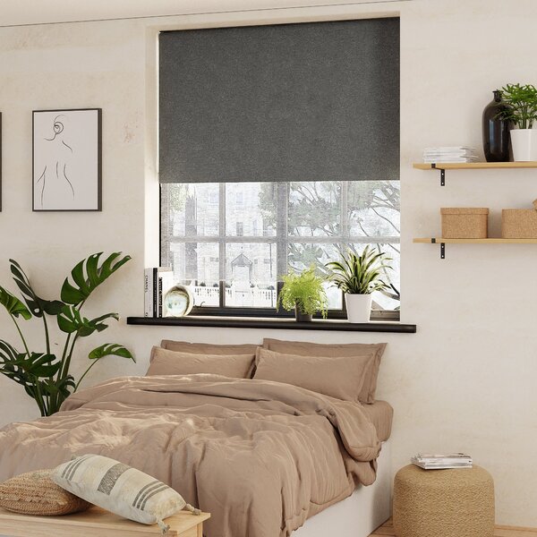 Luna Grey Blackout and Pollen Reducing Double Roller Blind Grey