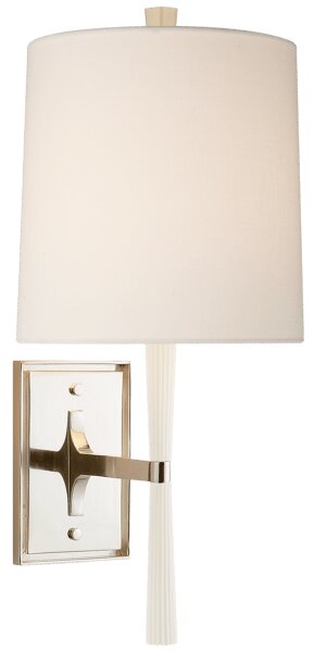 Refined Rib Wall Light Nickel, Wall Light, China White & Polished Nickel - Andrew Martin