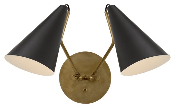 Clemente Double Wall Light, Brass & Black - Andrew Martin