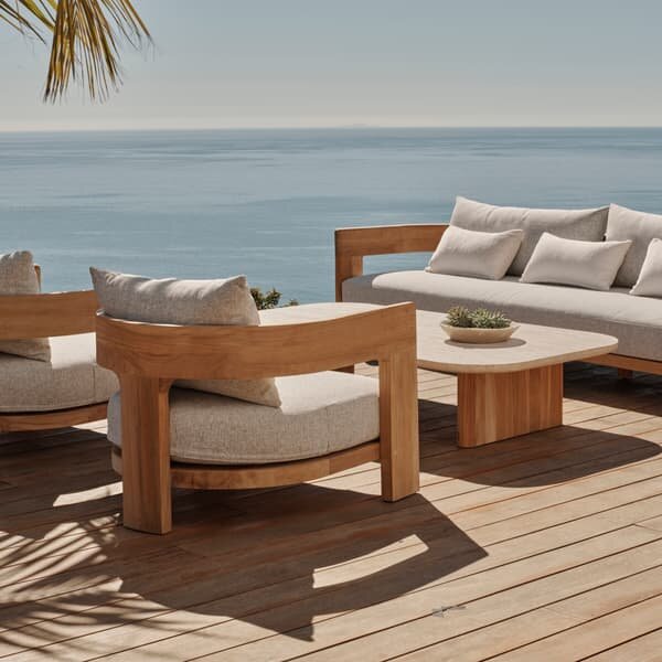 Caicos 3 Seater Sofa, 3 Seater, Teak - Andrew Martin