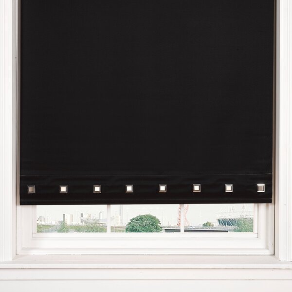 Square Eyelet Black Roller Blind Black