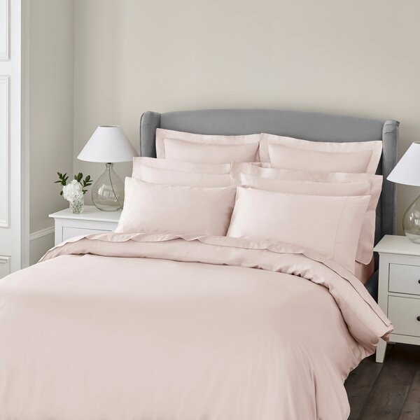 Dorma 300 Thread Count 100% Cotton Sateen Plain Blush Duvet Cover Beige