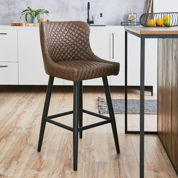 Montreal Counter Height Bar Stool, Faux Leather Brown