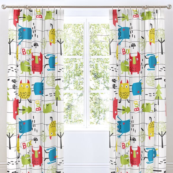 Cosatto Monster Mob Pencil Pleat Curtains White, Blue and Red