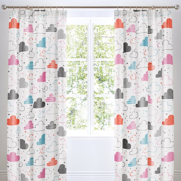 Cosatto Fairy Clouds Pencil Pleat Curtains White, Pink and Blue