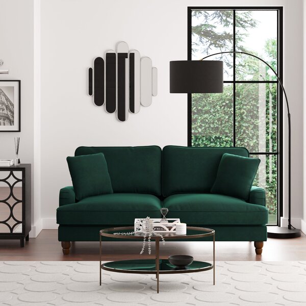 Beatrice Matte Velvet 3 Seater Sofa Green