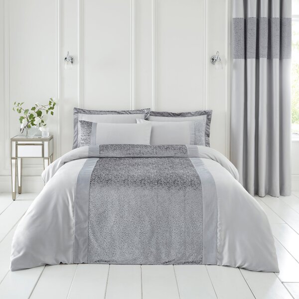 Beverley Charcoal Luxe Duvet Cover and Pillowcase Set Charcoal