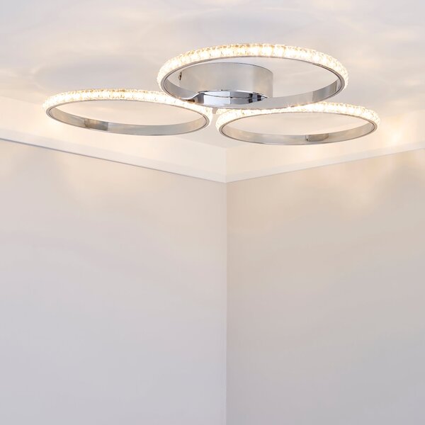 Oraylia 3 Light Integrated LED Hoops Jewel Chrome Ceiling Fitting Chrome