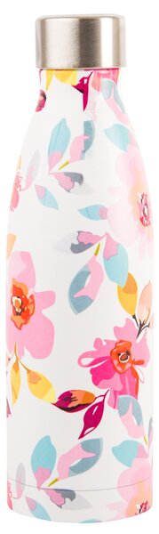 Gardenia White Floral Stainless Steel Insulated 500ml Drinks Bottle White, Pink and Green