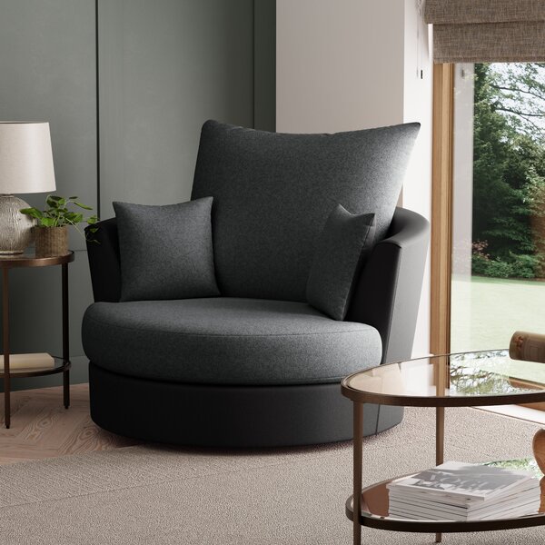 Blake Soft Faux Leather Combo Swivel Chair Grey
