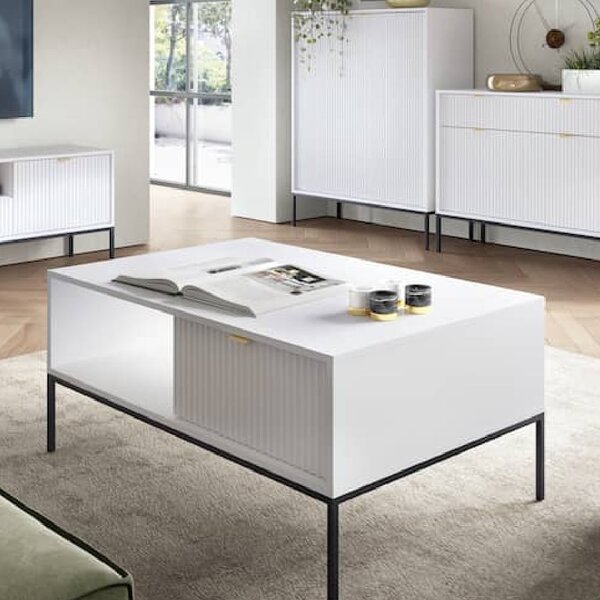 Napa Wooden Coffee Table With 1 Drawer In Matt White