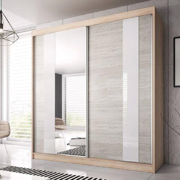 Mesa 183cm Mirrored Wardrobe And 2 Sliding Doors In Sonoma Oak