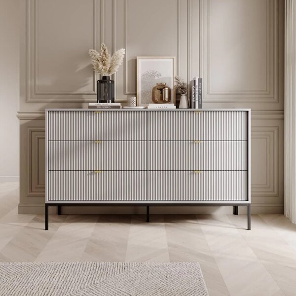 Napa Wooden Chest Of 6 Drawers In Matt Grey