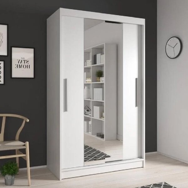 Nichols Wooden Wardrobe With 2 Sliding Doors In White