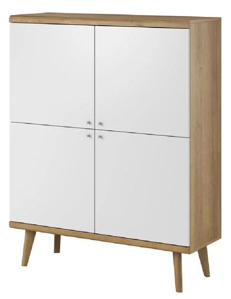 Pasco Wooden Storage Cabinet With 4 Doors In Matt White And Oak