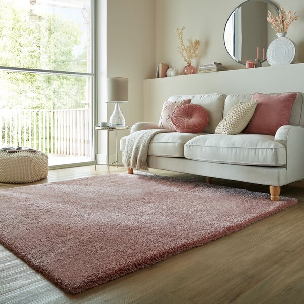 Cosy Soft Shaggy Square Rug Blush