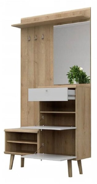 Pasco Wooden Hallway Furniture Set In Matt White And Oak