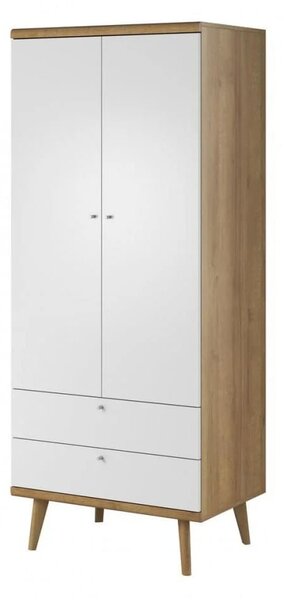 Pasco Wooden Wardrobe With 2 Doors In Matt White And Oak