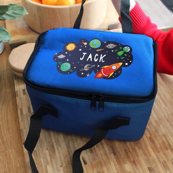 Personalised Space Blue Lunch Bag Blue