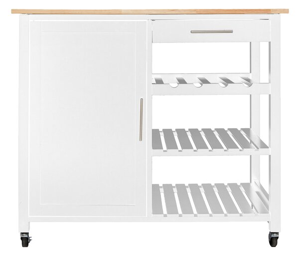 Double White Claude Kitchen Trolley White and Brown
