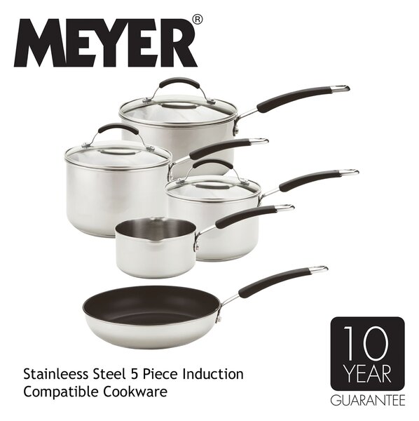 Meyer Induction Stainless Steel 5 Piece Set Black/Silver