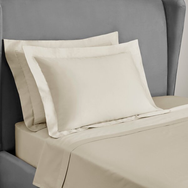 Dorma 300 Thread Count 100% Cotton Sateen Plain Oxford Pillowcase Beige