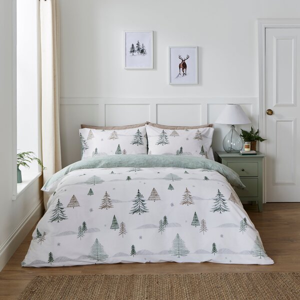 Pine Forest Cosy Easycare Duvet Cover and Pillowcase Set Natural