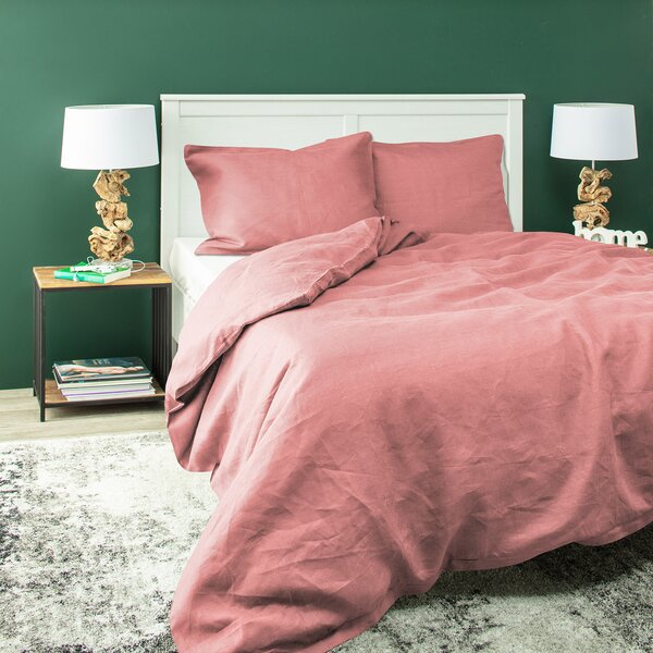 Linen bed clothing 200x200 pink