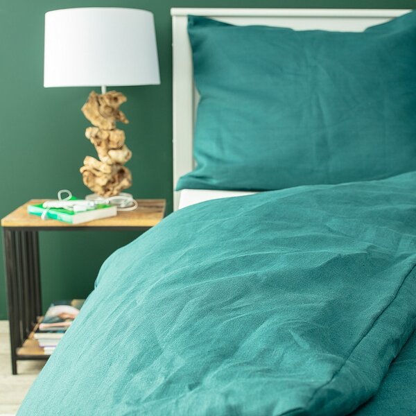 Linen bed clothing 150x200 emerald green