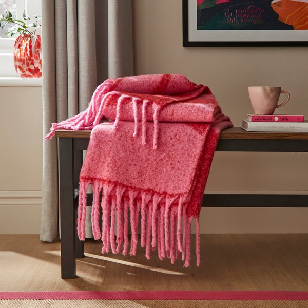 Elements Abstract Faux Mohair Throw 130x180cm Red