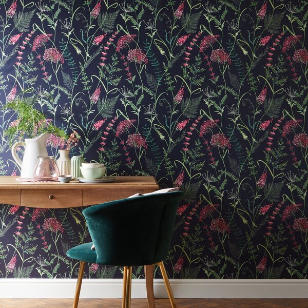 Dorma Winter Garden Navy Wallpaper