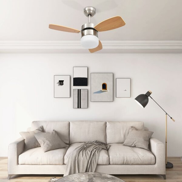 Ceiling Fan with Light and Remote Control 76 cm Light Brown
