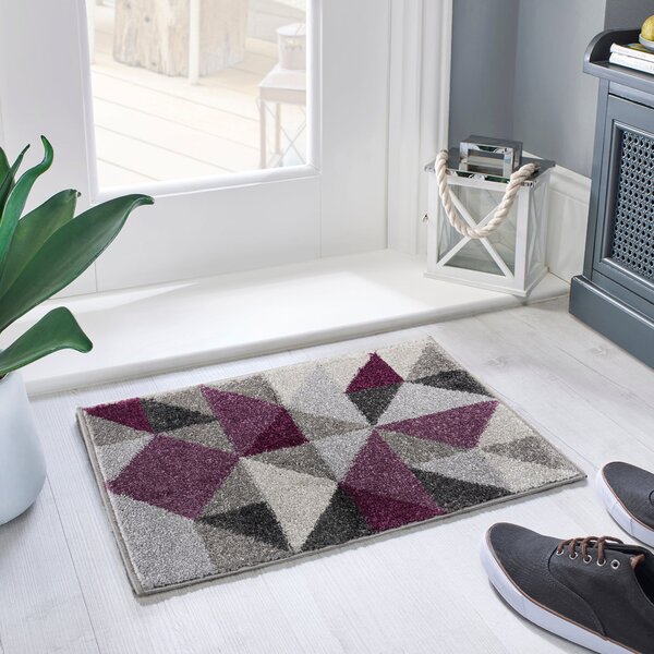 Geo Squares Doormat Purple/Grey