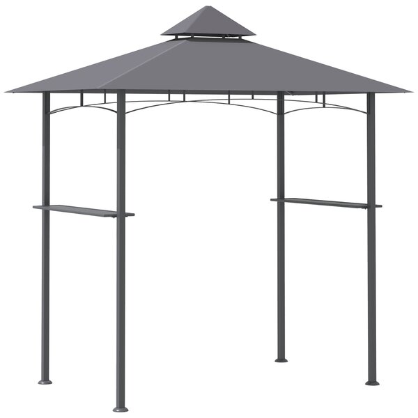 Outsunny 2.5M (8ft) New Double-Tier BBQ Gazebo Grill Canopy Barbecue Tent Shelter Patio Deck Cover - Grey AOSOM UK