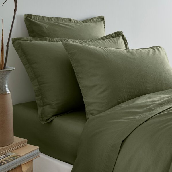 Soft Washed Recycled Cotton Flat Sheet Olive (Green)