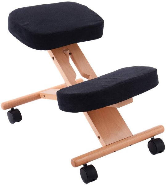 Wooden Orthopaedic Kneeling Stool Ergonomic Posture Frame Seat-Black