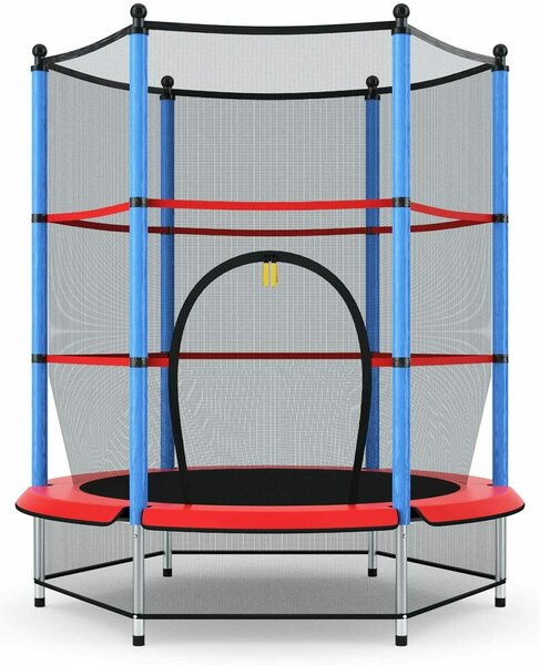 Costway Children's Trampoline with Safety Net Enclosure and Plastic Foot Pads