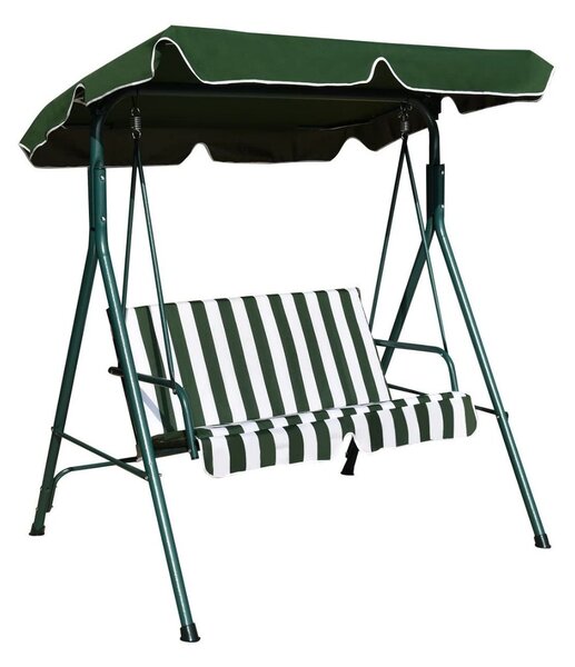 2 Seaters Garden Swing Chair with Adjustable Canopy-Green