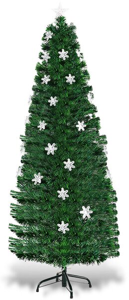 6ft/1.8m Fibre Optic Christmas Tree with Snowflake and Star Decoration