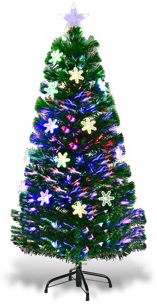 4ft Fibre Optic Christmas Tree with Snowflake Decoration