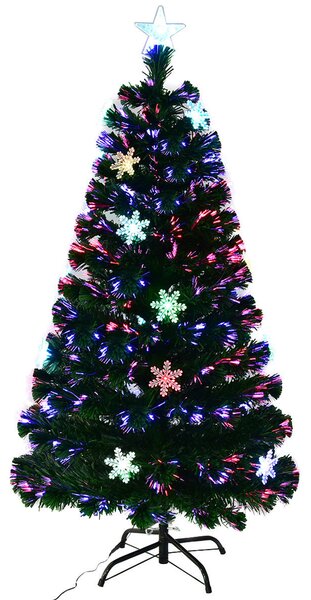 5ft/1.5m Fibre Optic Christmas Tree with Snowflake and Star Decoration
