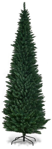 8ft / 2.4m Artificial Pencil Slim Christmas Tree with Metal Stand