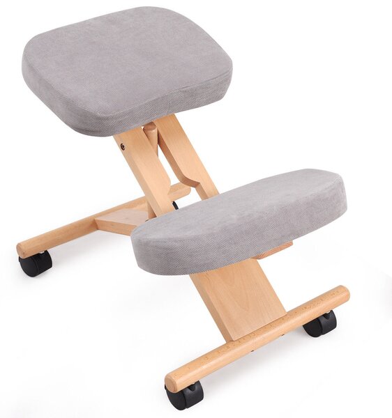 Wooden Orthopaedic Kneeling Stool Ergonomic Posture Frame Seat-Grey