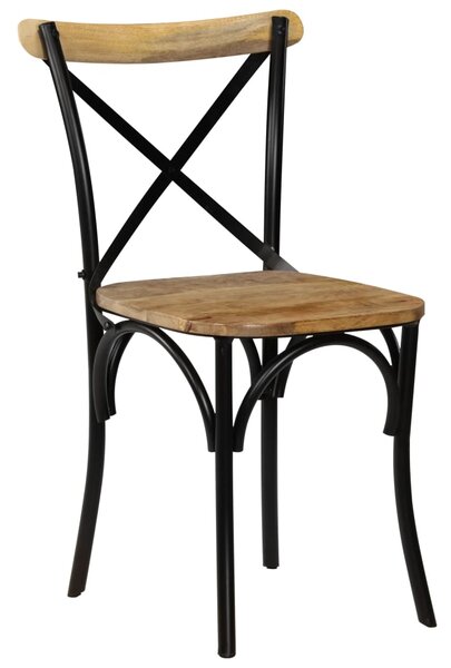 Cross Chairs 2 pcs Black Solid Mango Wood