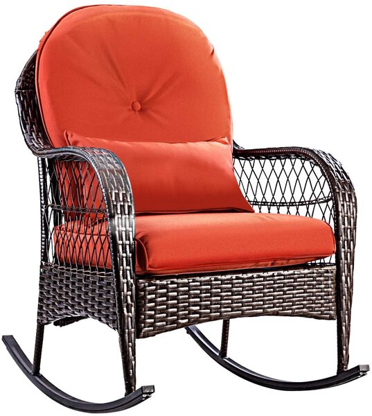 Costway Rattan Rocking Chair with Cushions